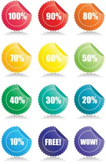 12个web2.0折角徽章矢量素材