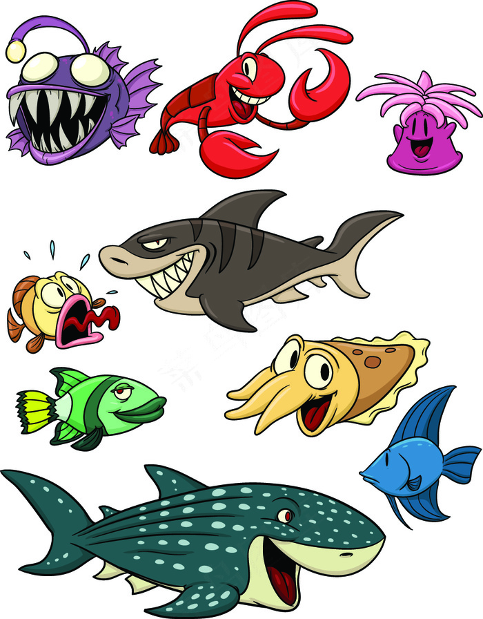 海洋生物鱼类矢量素材