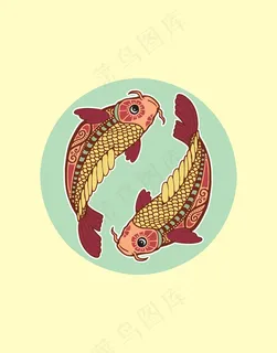 两条鱼矢量图插画