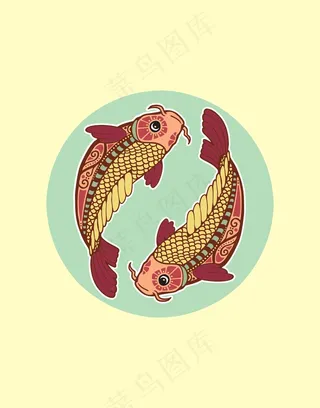 两条鱼矢量图插画