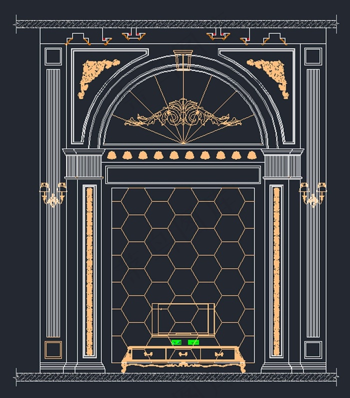 电视背景墙CAD图纸