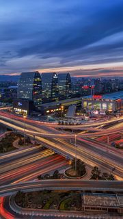 延时拍摄城市高架桥高清摄影图片