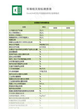 环境相关指标调查表