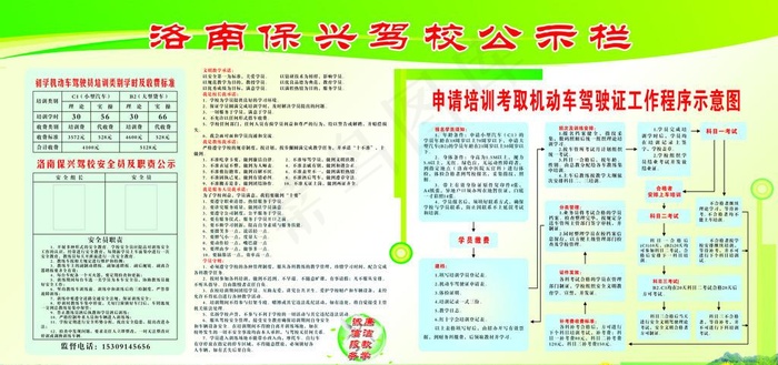 驾校公示栏cdr矢量模版下载