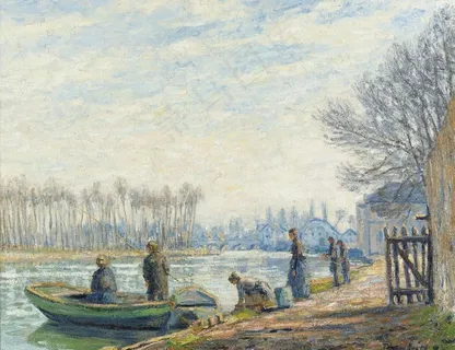 码头油画图片 码头油画图片