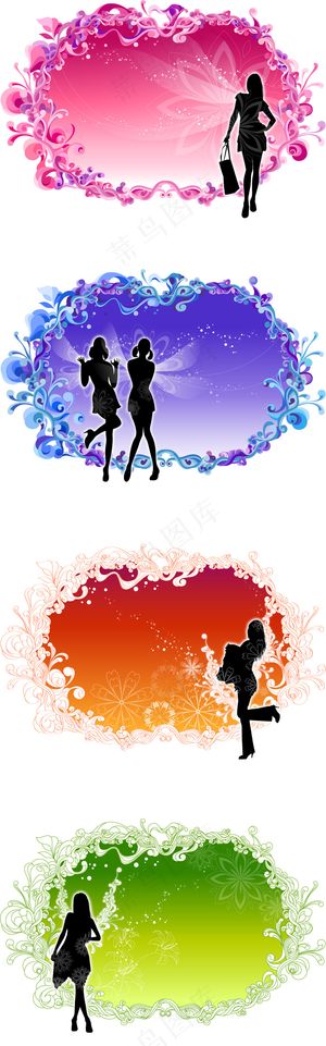 时尚女性矢量花边图案