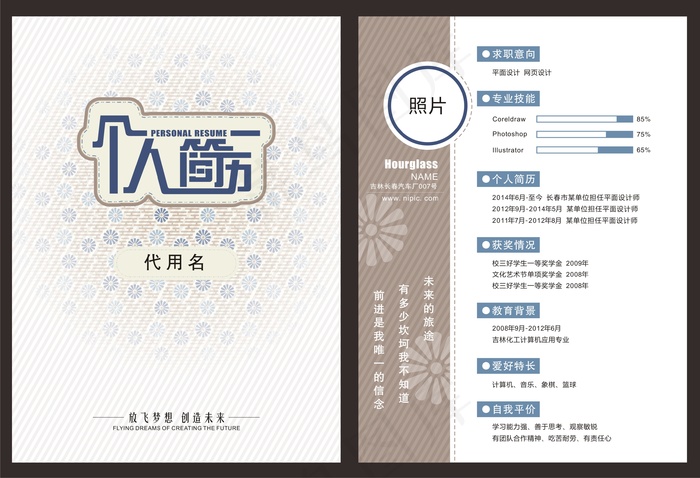 A4精致清新个人求职简历模板cdr矢量模版下载