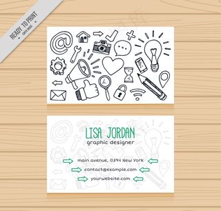 手绘商务元素名片正反面