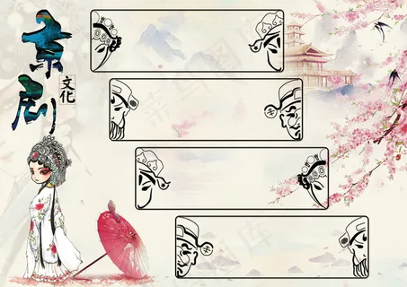 手绘风京剧文化知识小报模板