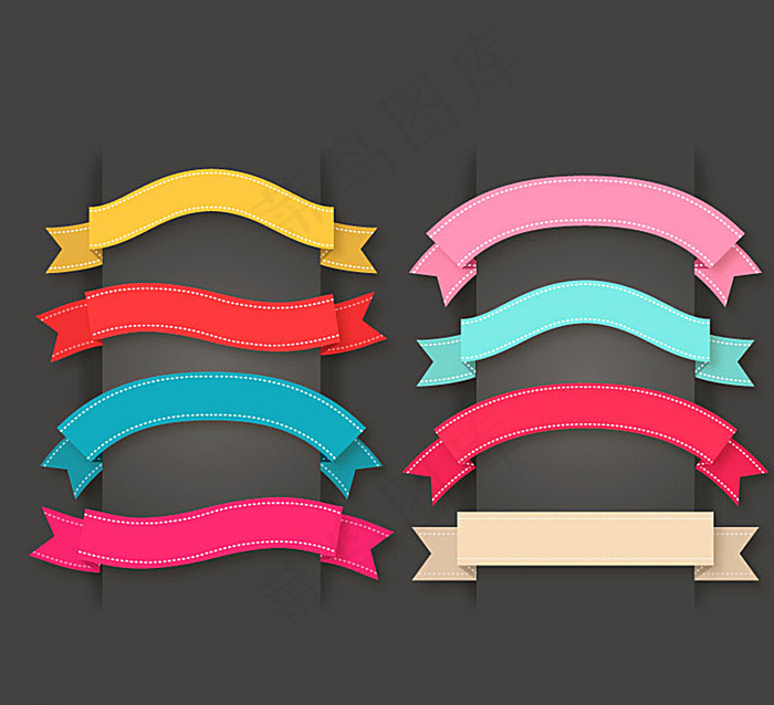彩色丝带条幅矢量素材图片
