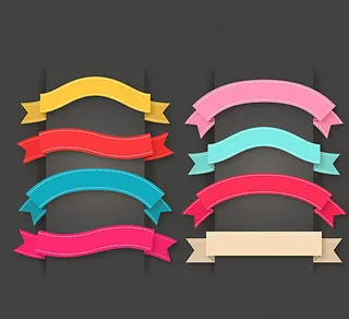 彩色丝带条幅矢量素材图片
