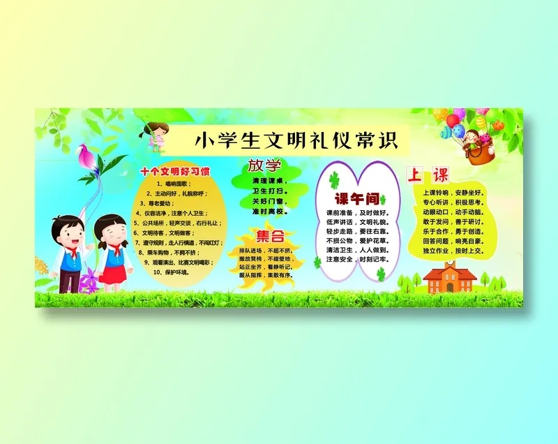 小学生文明礼仪常识psd模版下载