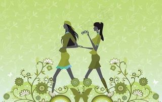 两个穿制服的苗条的女孩矢量素材