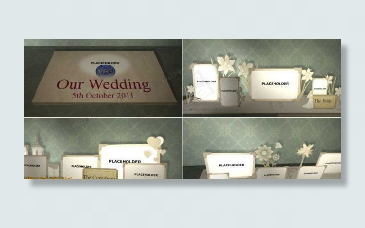 浪漫立体折纸婚礼相册模板