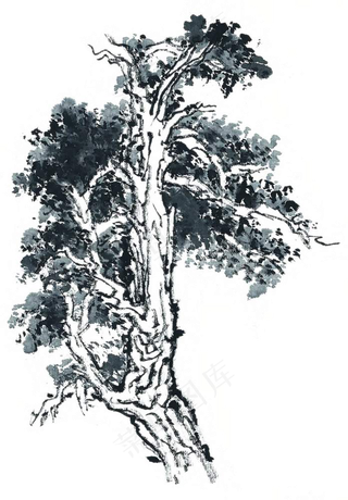 山水画迎客松树木植物png素材