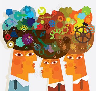 卡通大脑与齿轮图案