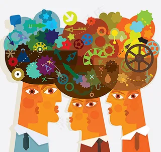 卡通大脑与齿轮图案