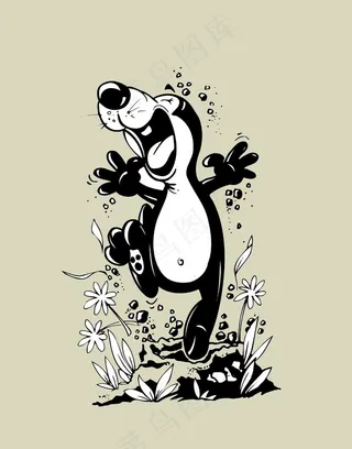 手绘卡通动物简笔插画