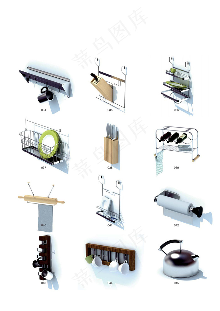 厨房刀具储物架杯子水壶模型
