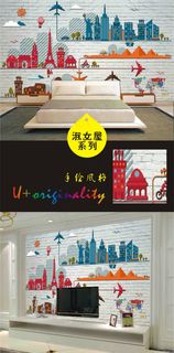 世界背景旅游现代背景墙模板下载