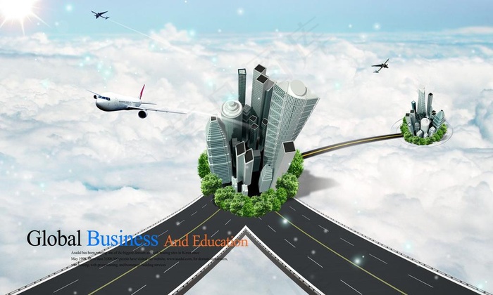 创意云海城市图片