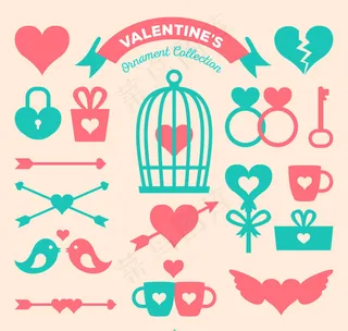 分类扁平情人节装饰