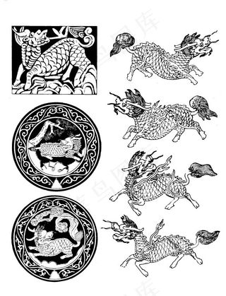 传统吉祥麒麟纹样