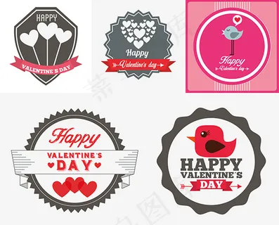 时尚情人节圆形图标矢量素材