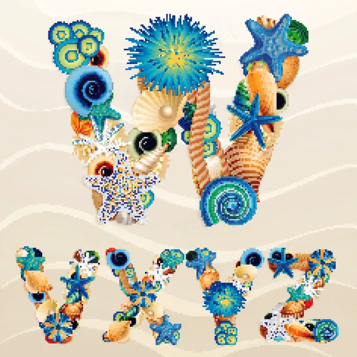 海洋主题字体设计矢量素材04eps,ai矢量模版下载