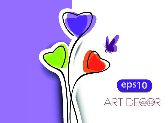 艺术花卉墙绘背景矢量素材