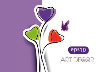 艺术花卉墙绘背景矢量素材