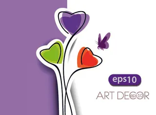 艺术花卉墙绘背景矢量素材