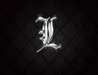 精致黑色背景银色古典字母L设计素材...