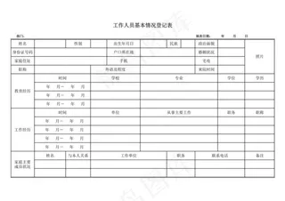 工作人员基本情况登记表1