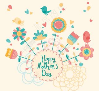 母亲节花卉贺卡矢量素材