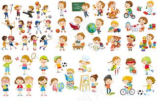 可爱的卡通儿童矢量素材