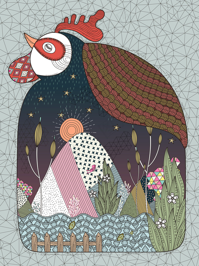 卡通马等手绘小动物插画背景元素(174X232)eps,ai矢量模版下载