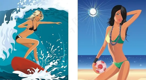 阳光海滩外国美女图片