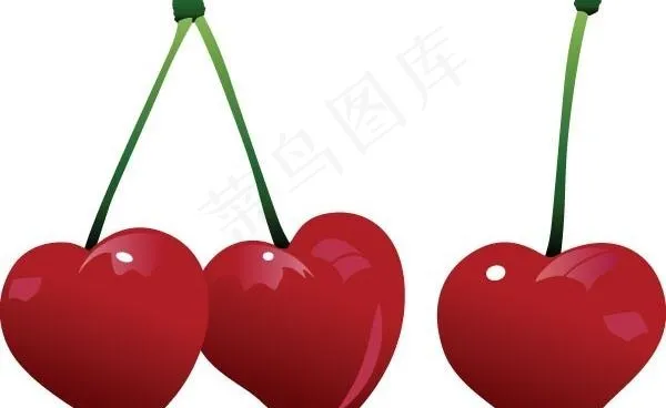 心形钥匙圈和樱桃饰品矢量素材eps,ai矢量模版下载
