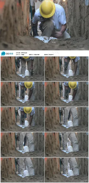 工地壕沟工人施工现场实拍视频素材 工地壕沟工人施工现场实拍视频素材