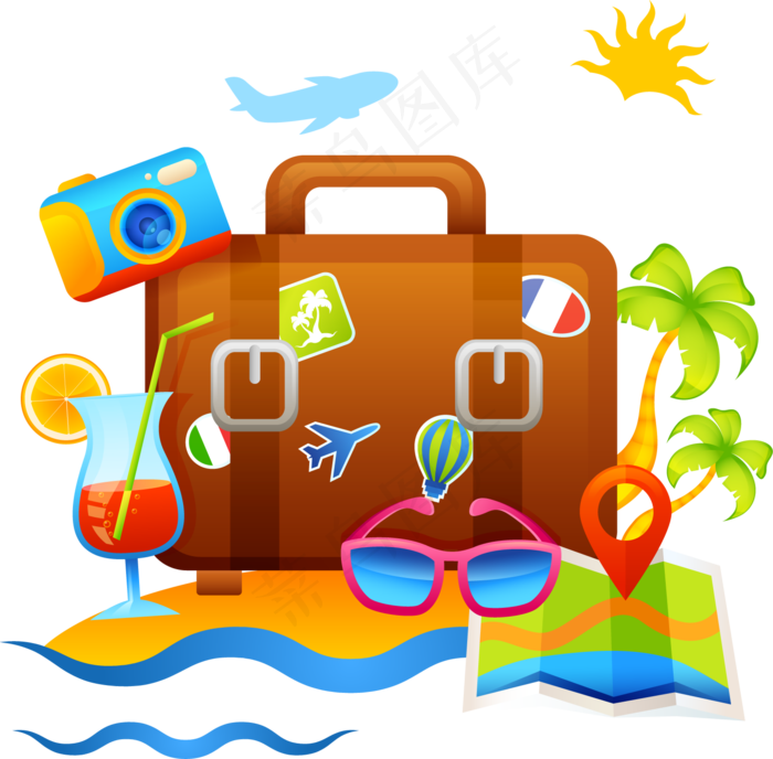 EPS PNG夏日海边度假旅游出行...