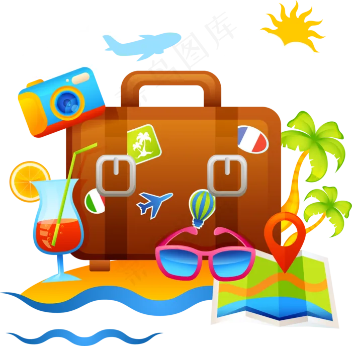 EPS PNG夏日海边度假旅游出行...