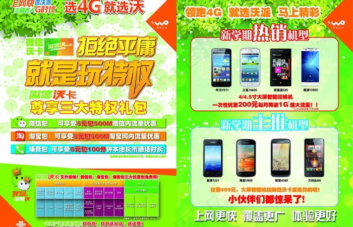 联通沃行卡单页ai矢量模版下载