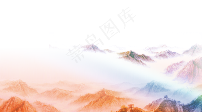 彩色水墨山水