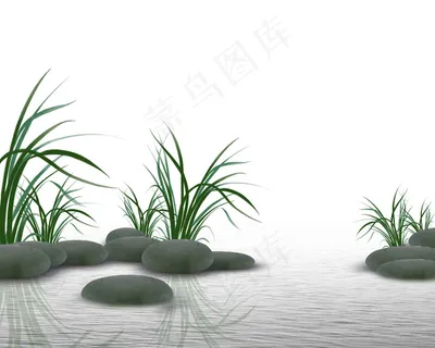 石头绿草背景图片 石头绿草背景图片