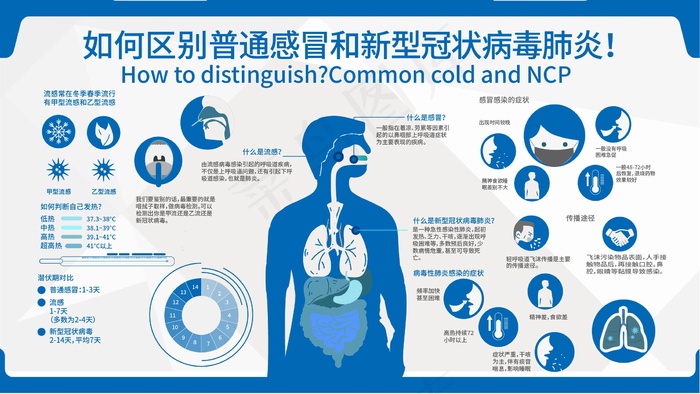  肺炎与流感的区别ai矢量模版下载