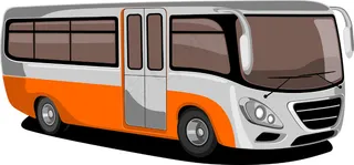 侧视图的公共交通巴士的橙色和白色的...