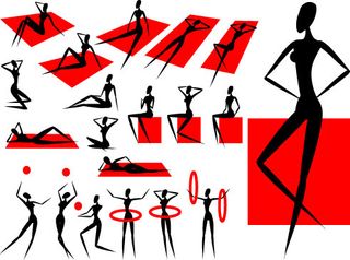 运动健身美女剪影矢量图