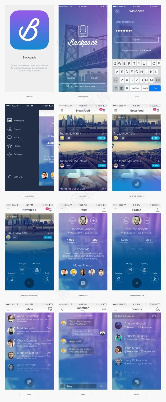 App界面合集psd模版下载