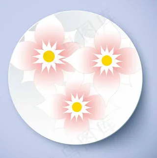 浅色调粉花瓷盘